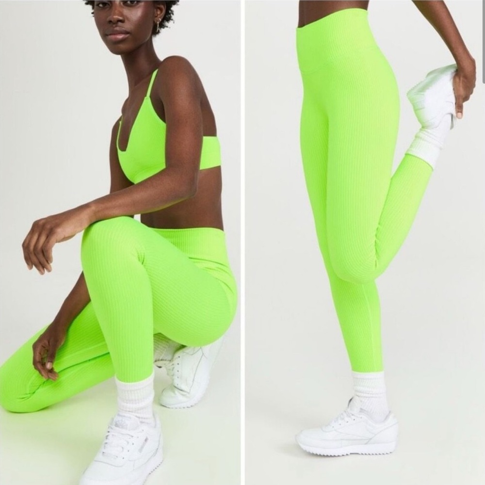 Good American Seamless Chunky Rib 7/8 Legging and Bra Set